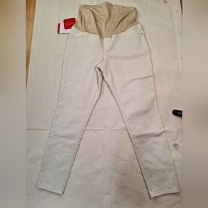 Isabel Maternity crossover panel skinny jeans size 10, color cream.